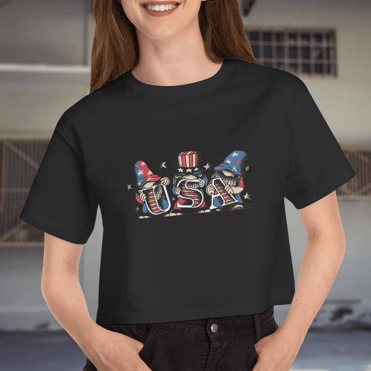 4Th Of July Shirts Women Outfits For Men Patriotic Gnomes Women Cropped T-shirt