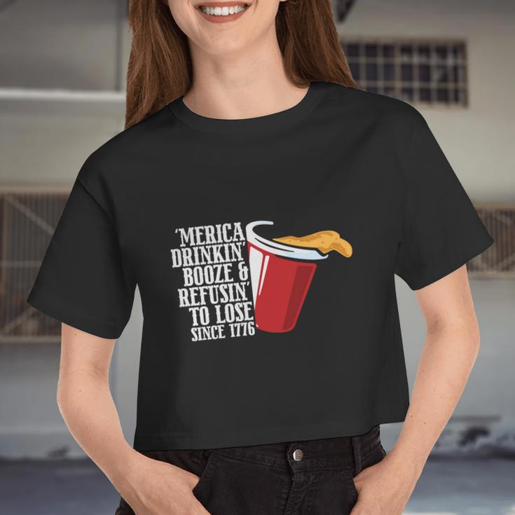 America Drinking Booze Refusing To Lose Since 1776 Plus Size Shirt For Men Women Women Cropped T-shirt