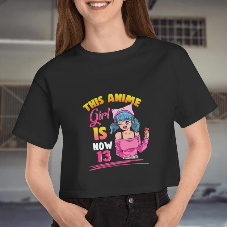 This Anime Girl Is Now 13 Years Old Birthday Girl Kawaii Women Cropped T-shirt