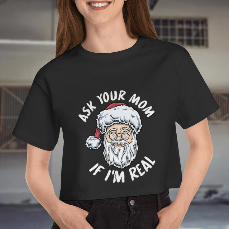 Ask Your Mom If I'm Real V2 Women Cropped T-shirt