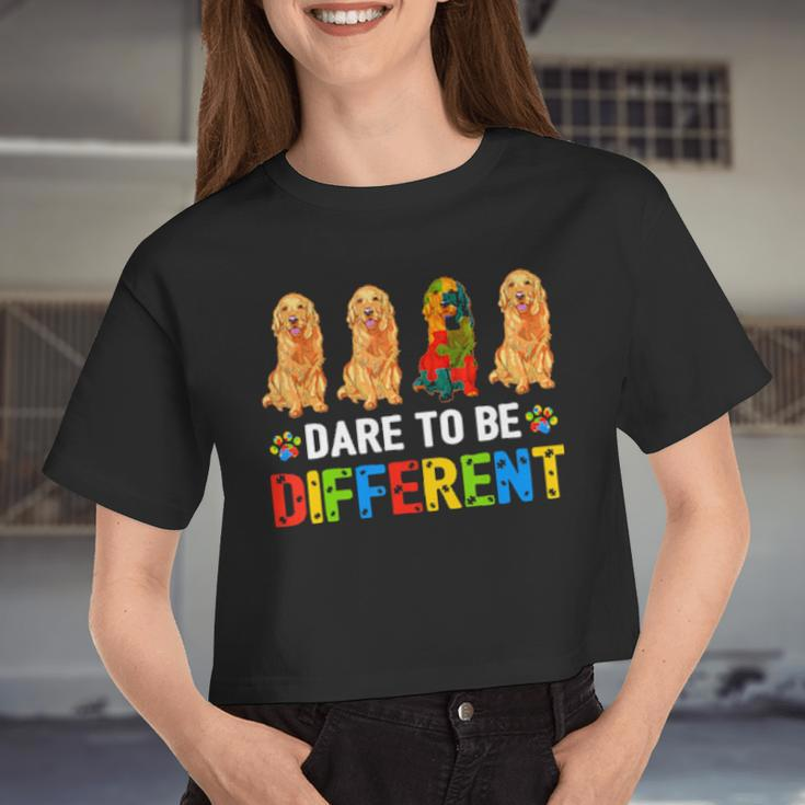 Autism Awareness Golden Retriever For Dog Dad Dog Mom Women Cropped T-shirt