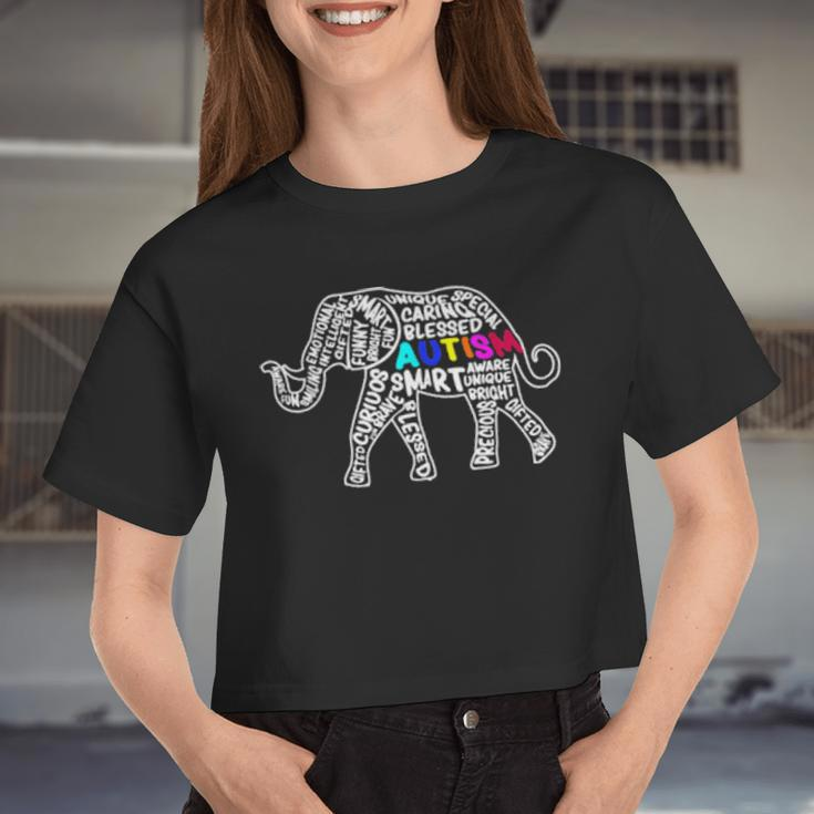 Autism Elephant Autism Awareness Autistic Autism Moms Women Cropped T-shirt