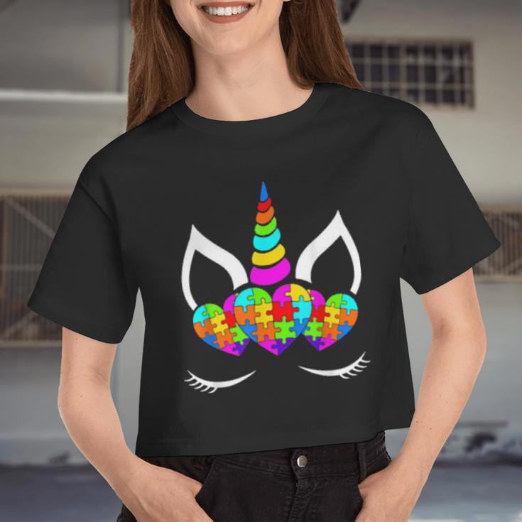 Autism Unicorn Autism Awareness Autistic Autism Moms Women Cropped T-shirt
