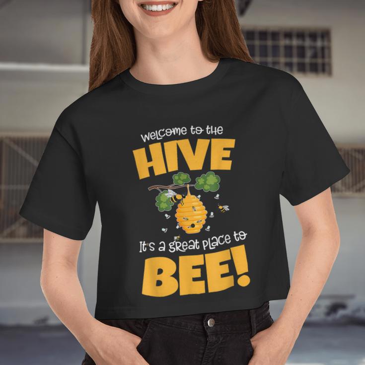 Bee Bee Bee Theme Back To School For Teachers Welcome To The Hive V4 Women Cropped T-shirt