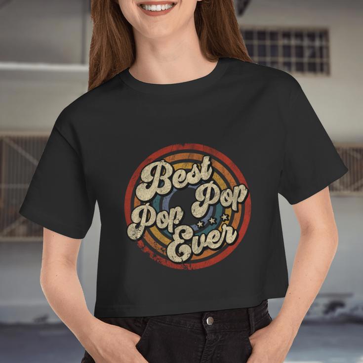 Best Pop Pop Ever Vintage Retro Style Women Cropped T-shirt