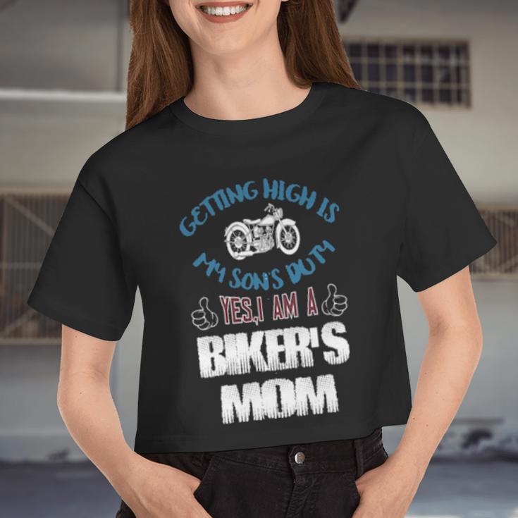 Biker's Mom Vintage Art Women Cropped T-shirt