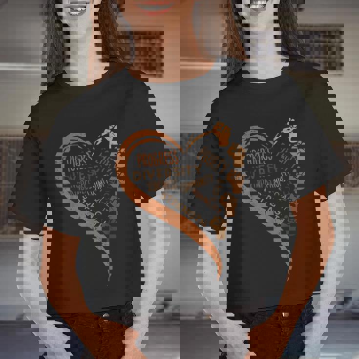Black History Fists Diversity Equity Melanin African Women Women Cropped T-shirt