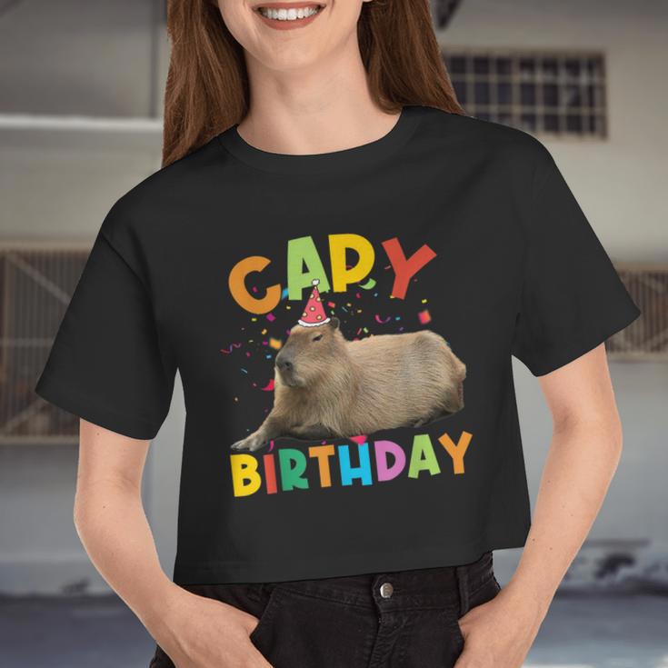 Capy Birthday Capybara Animals Boys Girls Birthday Women Cropped T-shirt