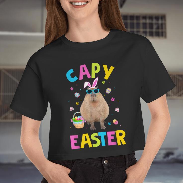 Capy Easter Capybara Animals Boys Girls Easter Day Women Cropped T-shirt