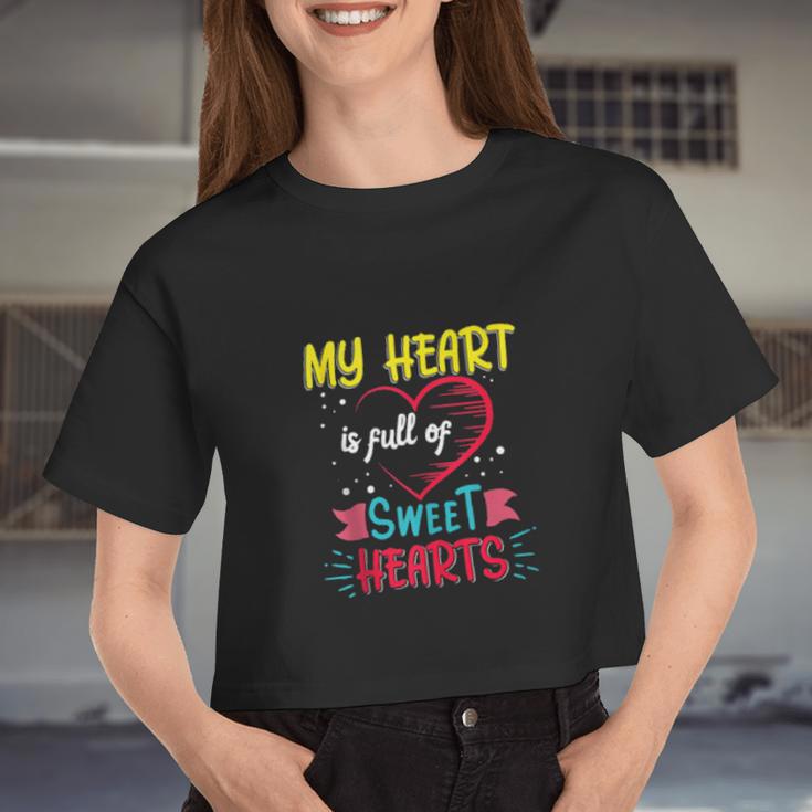 My Class Is Full Of Sweethearts Valentine Teacher Women Cropped T-shirt