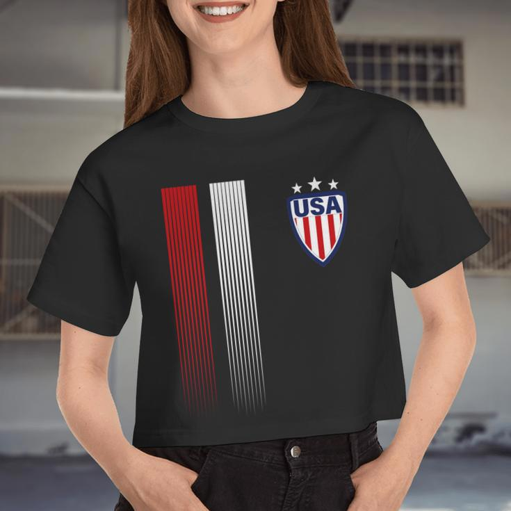Cool Usa Soccer Jersey Stripes Tshirt Women Cropped T-shirt