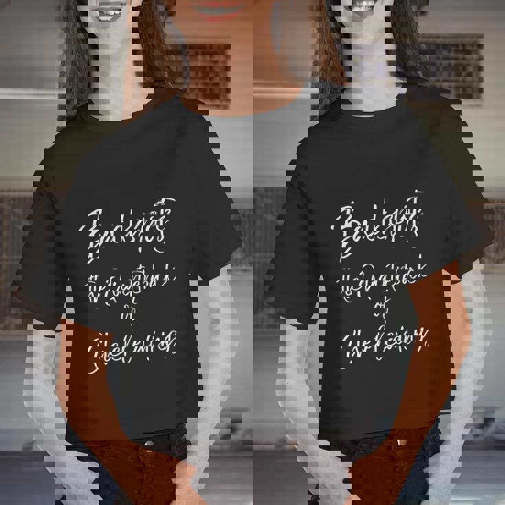 Cute Quote Cheer Backspots The Quarterback Of Cheerleading Meaningful Women Cropped T-shirt