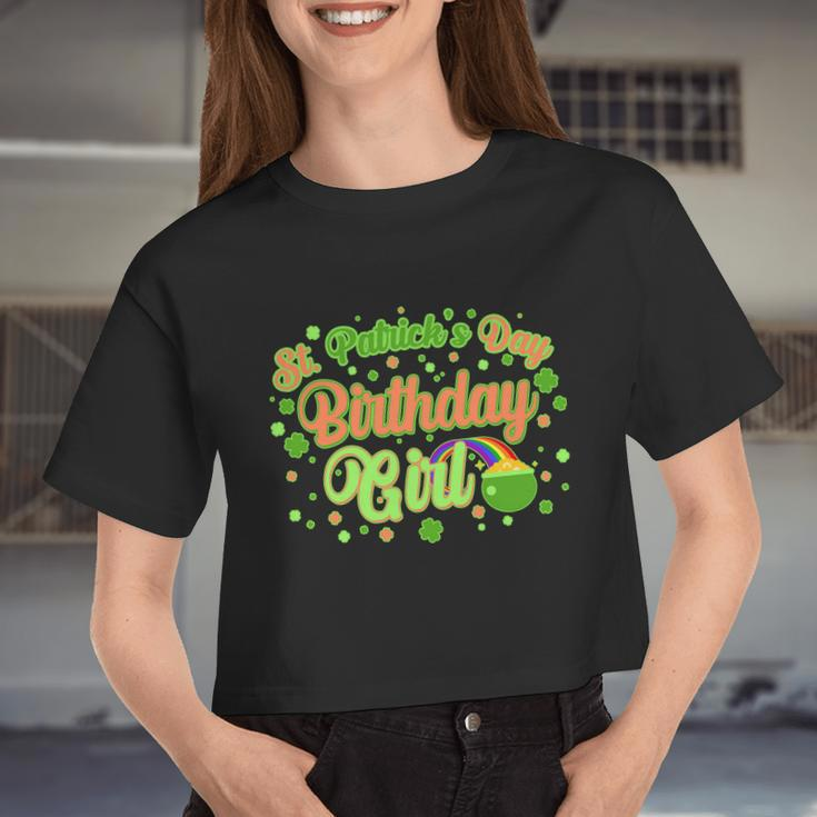 Cute St Patrick's Day Birthday Girl Women Cropped T-shirt