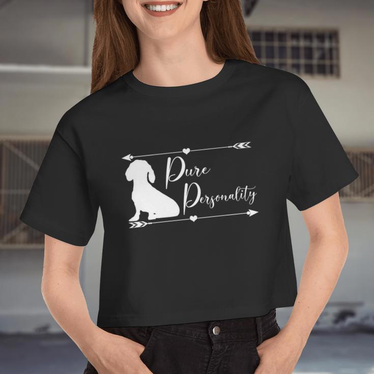 Dachshund Wiener Personality Doxie Mom Dog Lover V2 Women Cropped T-shirt