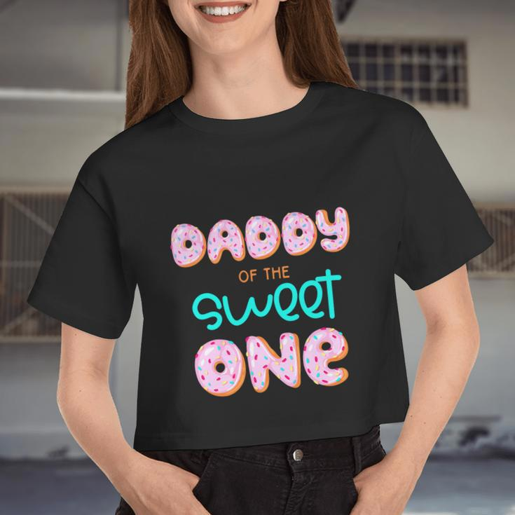 Daddy Of The Sweet One First Birthday Matching Family Donut Women Cropped T-shirt
