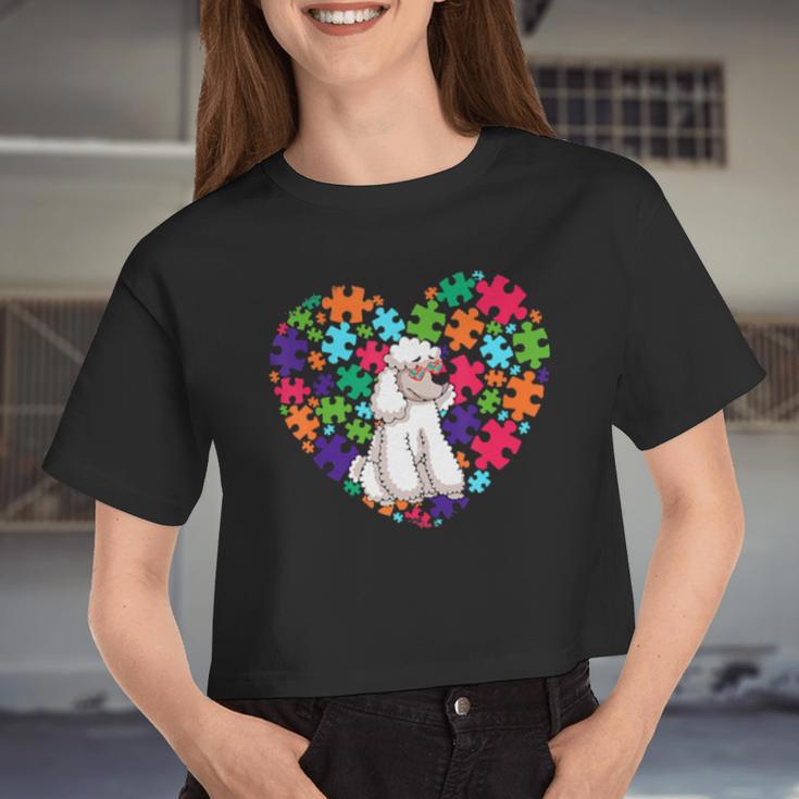 Dog Dad Dog Mom Autism Awareness Poodle Women Cropped T-shirt