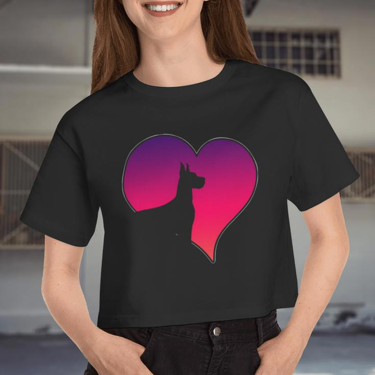 Dogs Great Dane Dog Pink Heart Love For Women Women Cropped T-shirt