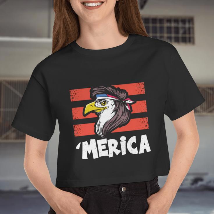 Eagle Mullet 4Th Of July 2021 Usa American Flag Merica Cool Women Cropped T-shirt