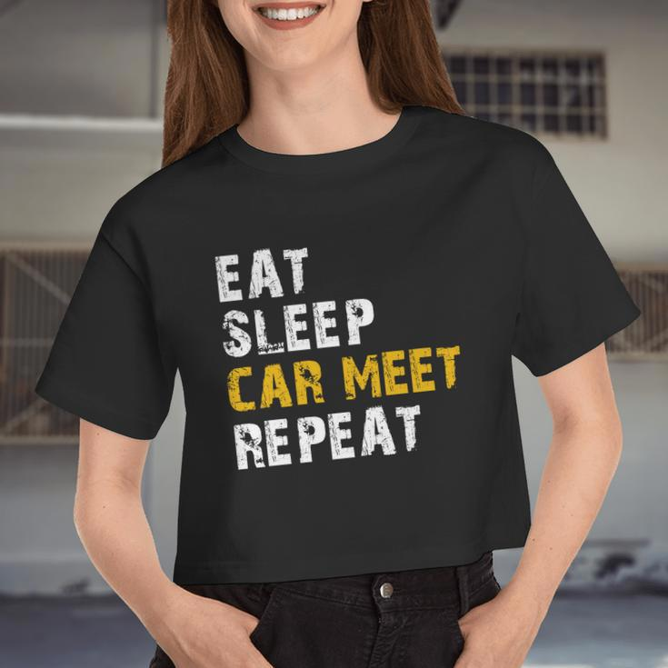 Eat Sleep Car Meet Repeat Women Cropped T-shirt