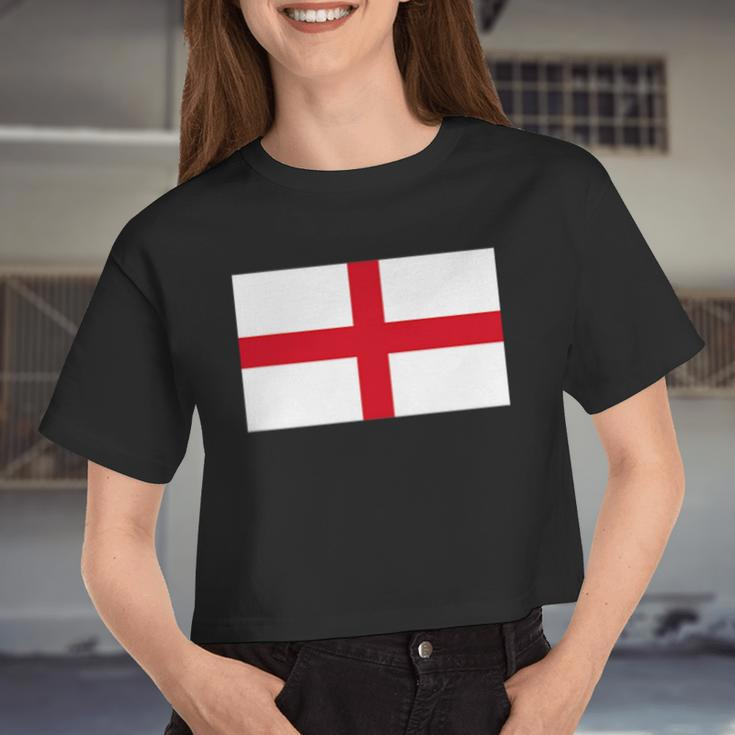 England Flag British Uk English Cross Flags Women Women Cropped T-shirt