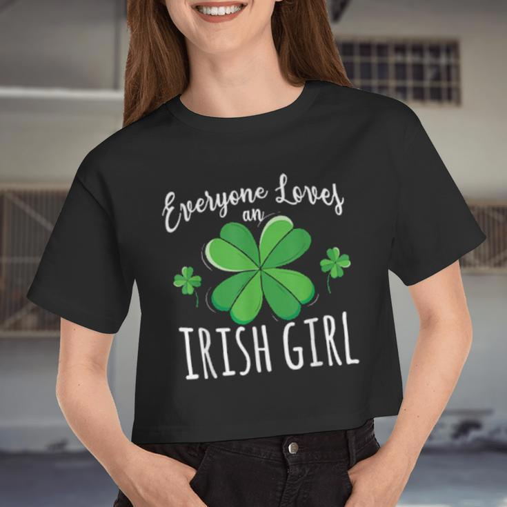 Everyone Loves An Irish Girl St Patricks Day Shamrock Women Cropped T-shirt