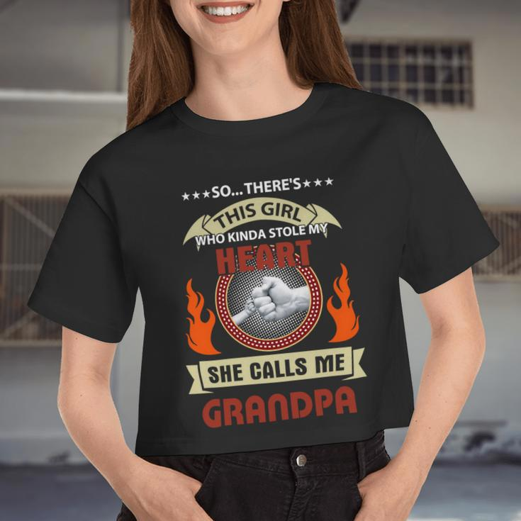 Father Grandpa This Girl Who Kinda Stole My Heart She Calls Me Grandpa 108 Family Dad Women Cropped T-shirt