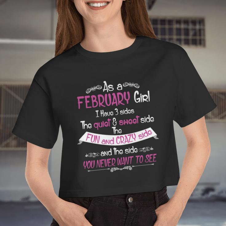 February Girl Sweet But Crazy Birthday Women Cropped T-shirt