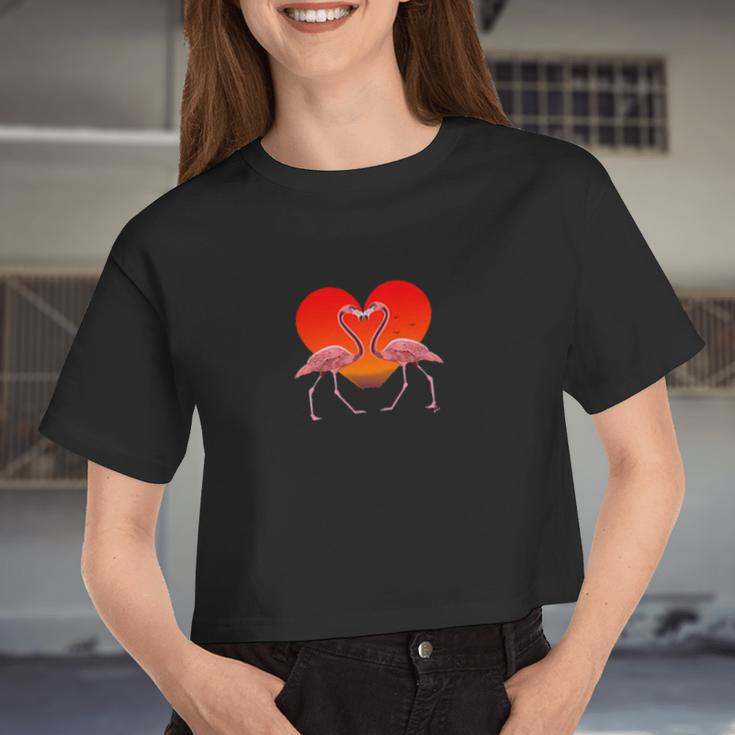 Flamingo Outfit Valentines Day Cute Flamingo Women Cropped T-shirt