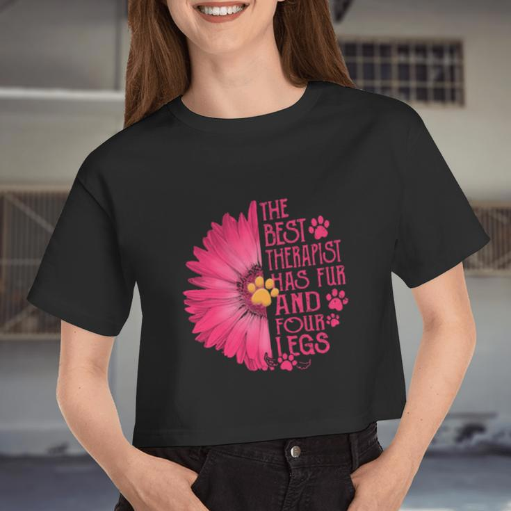 Flower The Best Therapist Has Fur And Four Legs Women Cropped T-shirt