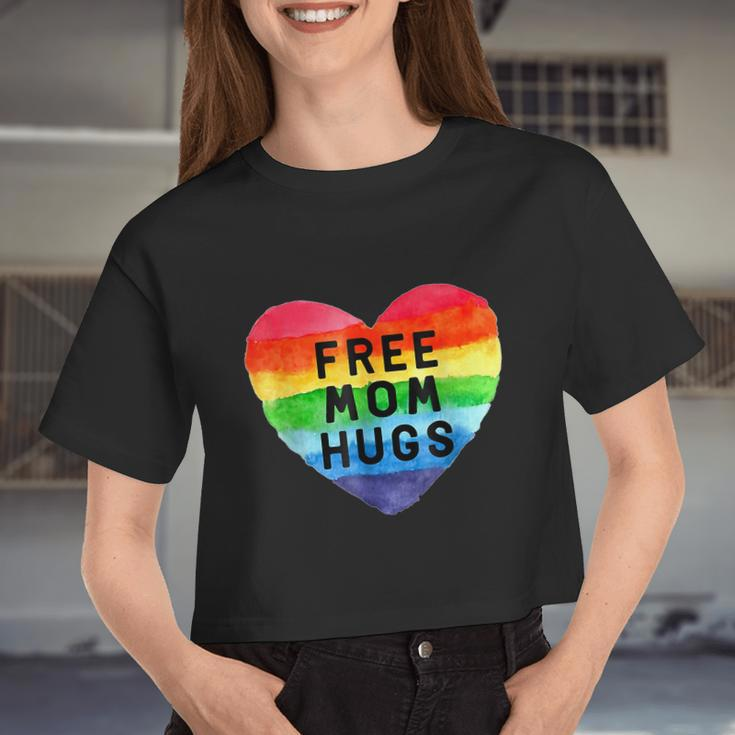 Free Mom Hugs Free Mom Hugs Inclusive Pride Lgbtqia Women Cropped T-shirt