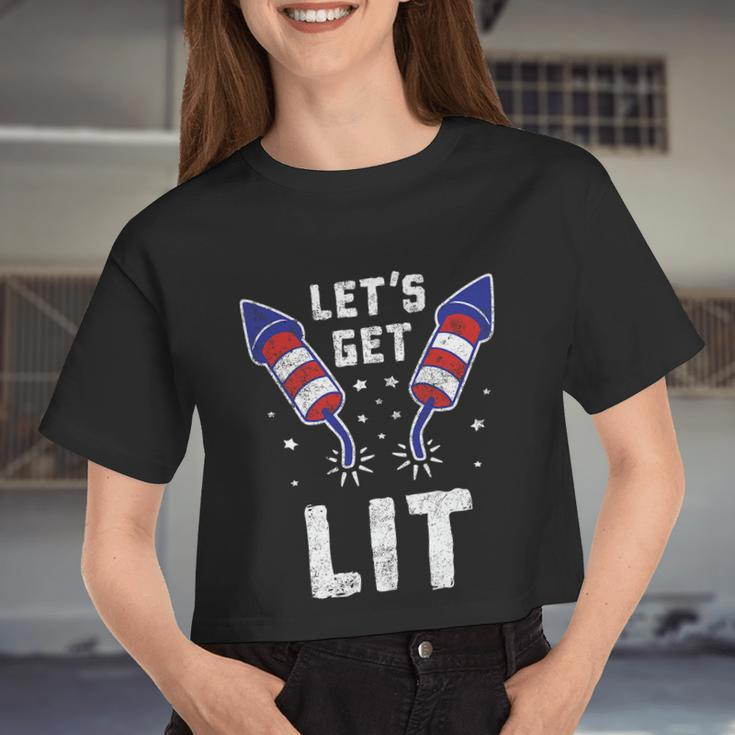 4Th Of July Let’S Get Lit For Men & Women Fun Novelty Women Cropped T-shirt