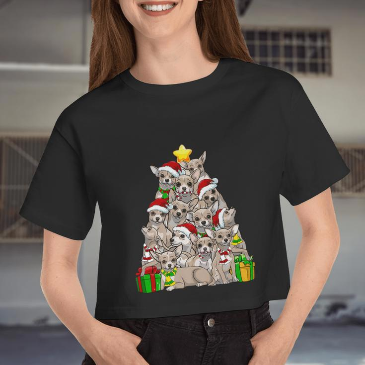 Christmas Chihuahua Pajama Shirt Tree Dog Dad Mom Xmas Women Cropped T-shirt
