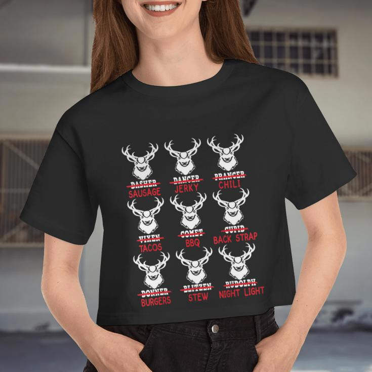 Christmas Deer Bow Hunting Santa Men Women Hunter Tshirt V2 Women Cropped T-shirt