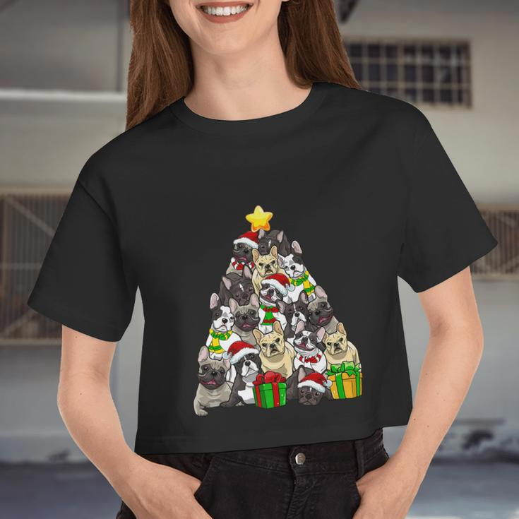 Christmas French Bulldog Pajama Shirt Tree Dog Xmas Women Cropped T-shirt
