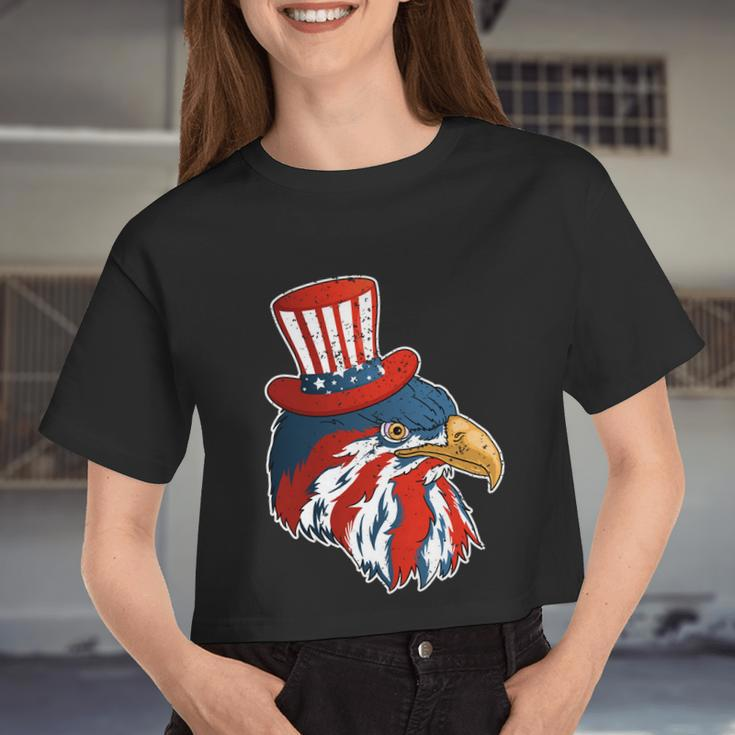 Eagle Mullet 4Th Of July With American Flag Women Cropped T-shirt
