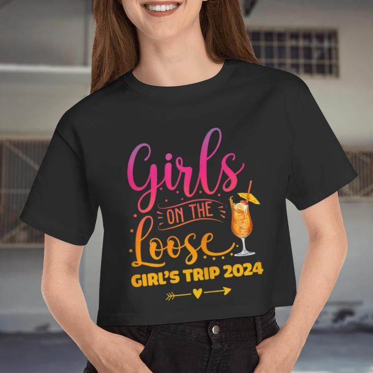 Girls On The Loose Tie Dye Girls Weekend Trip 2024 Women Cropped T-shirt