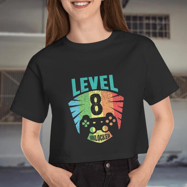 Level 8 Unlocked 8Th Birthday Girl Women Cropped T-shirt