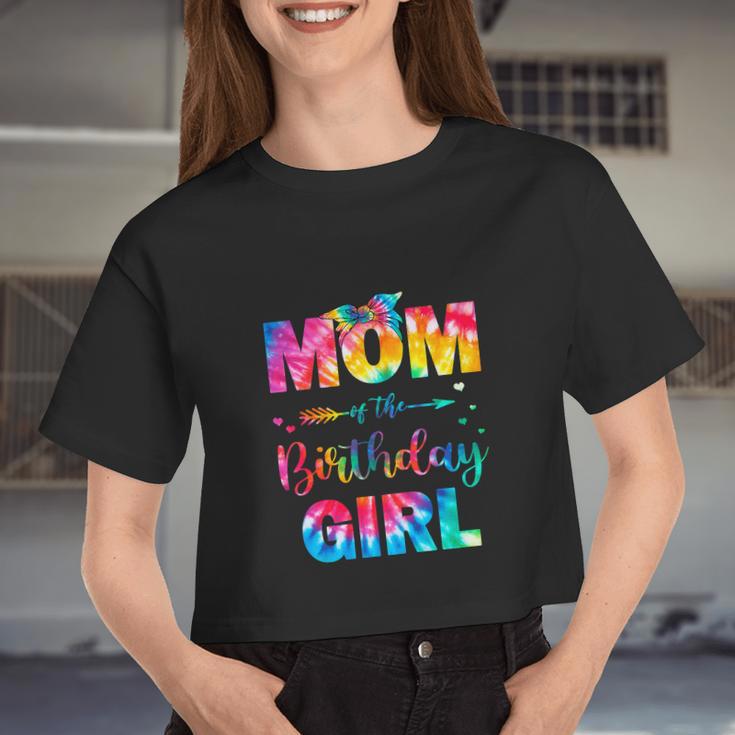 Mom Of The Birthday Girl Mama Tie Dye Women Cropped T-shirt