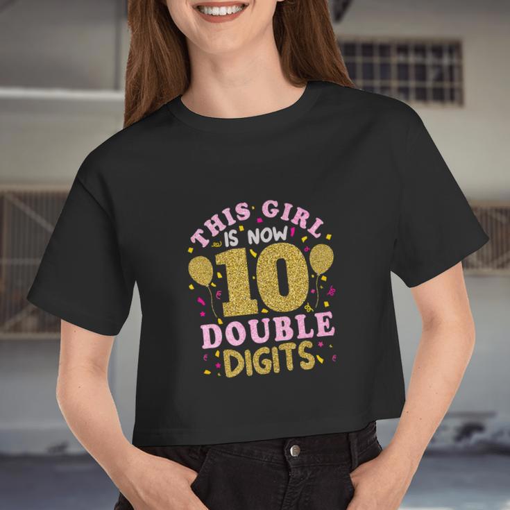 This Girl Is 10 Years Old 10Th Birthday Women Cropped T-shirt