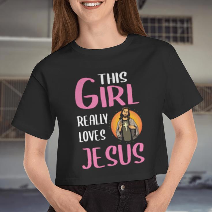 This Girl Really Loves Jesus Women Cropped T-shirt