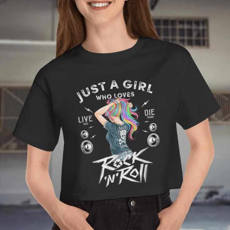 Girls Rock And Roll Music Graphic Novelty & Cool s Women Cropped T-shirt