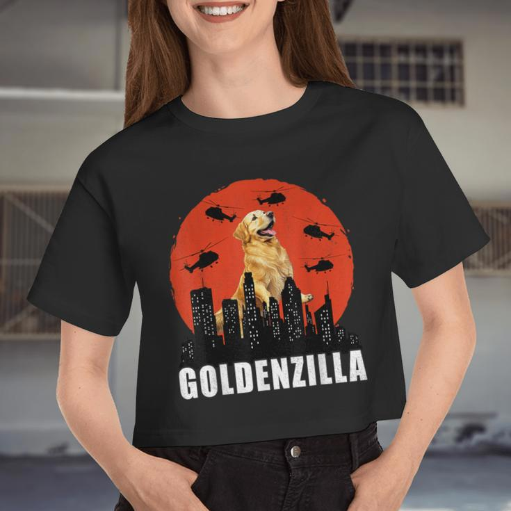 Golden Retriever For Boys Girls Goldenzilla Kaiju Women Cropped T-shirt