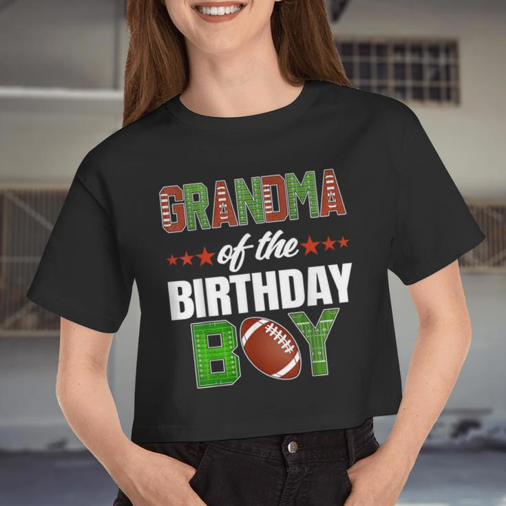 Grandma Of The Birthday Boy Family Football Party Decoration Women Cropped T-shirt
