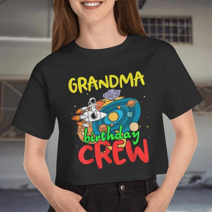 Grandma Birthday Crew Outer Space Planets Universe Party Women Cropped T-shirt