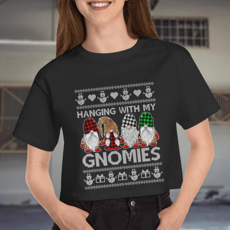 Hanging With My Gnomies Christmas Cute Gnomes Ugly Sweater Women Cropped T-shirt