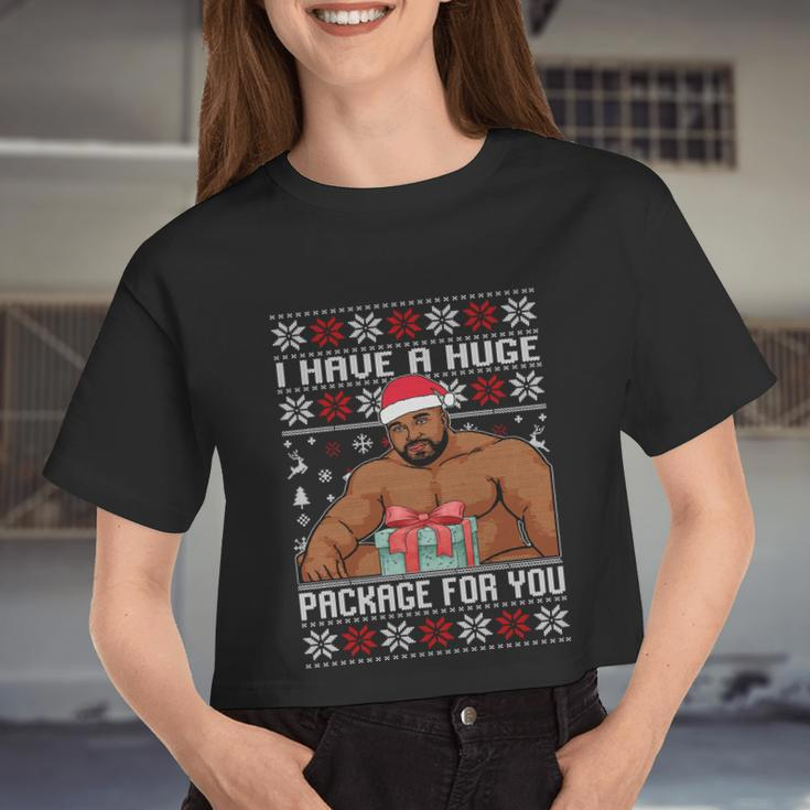 I Have A Huge Package For You Ugly Christmas Sweater Have A Barry Christmas Women Cropped T-shirt