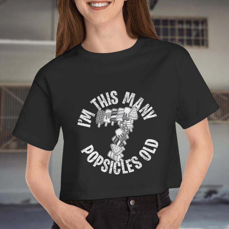 I'm This Many Popsicles Old Popsicle Birthday Women Cropped T-shirt