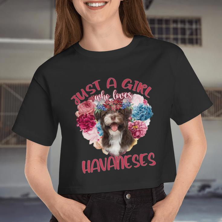 Just A Girl Who Loves Havaneses Flower Heart Women Cropped T-shirt