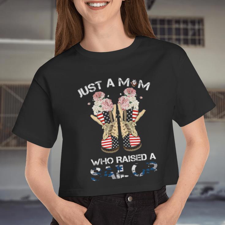 Just A Mom Who Raised A Sailor Women Cropped T-shirt