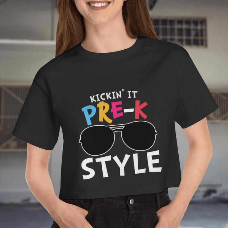 Kickin It Prek Sunglass Style Back To School Women Cropped T-shirt